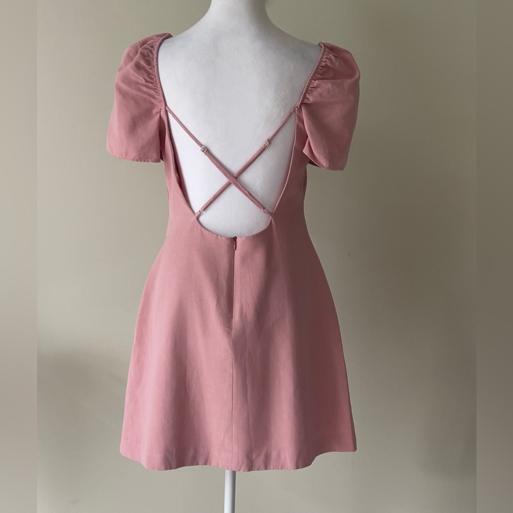 Zara Pink Mini Dress with Square Neckline Size Large EUC - Picture 6 of 7